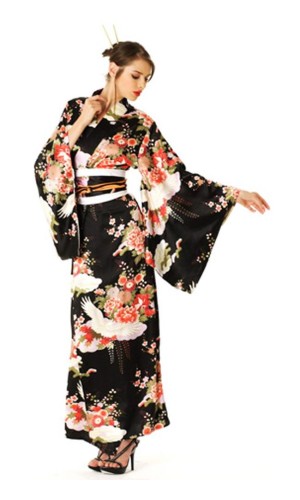 Sort Kimono Kjole