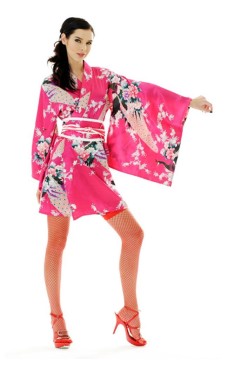 Kort Lyserød Kimono Kjole