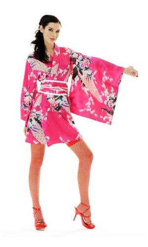 Kort Lyserød Kimono Kjole