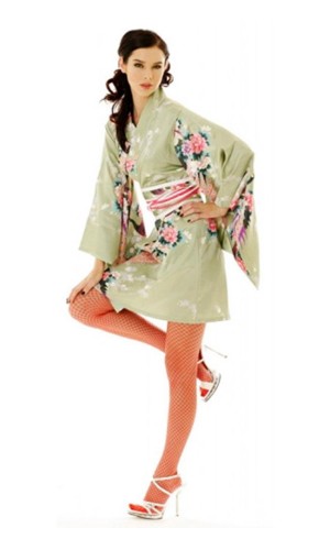 Kort Grøn Kimono Kjole