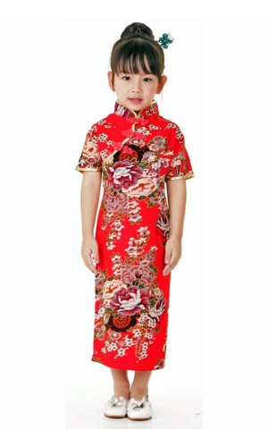 Rød Kinesisk Børnekjole